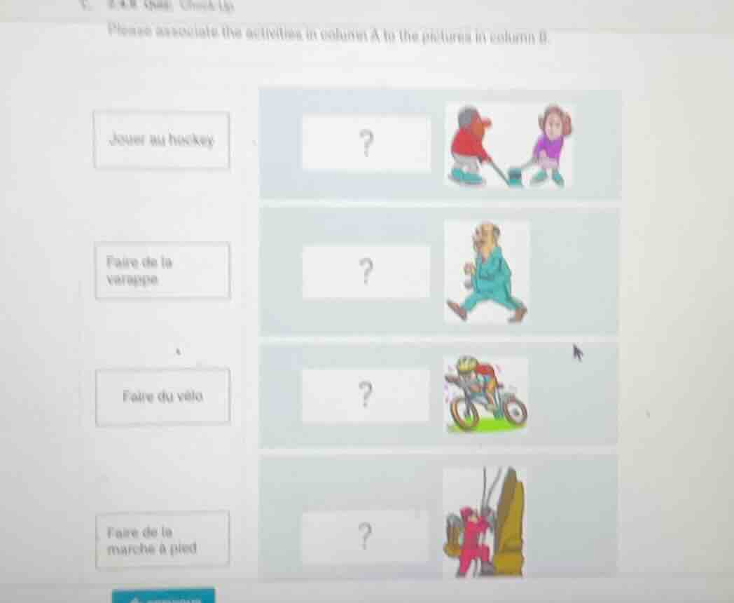 please associate the activities in column a to the pictures in column b…