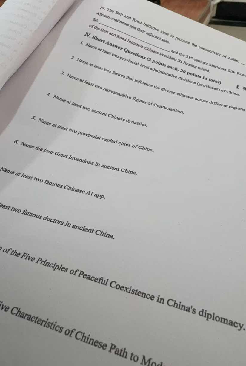 19. the belt and road initiative aims to promote the connectivity of as…