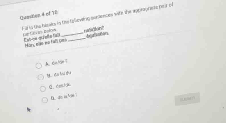 question 4 of 10 fill in the blanks in the following sentences with the…