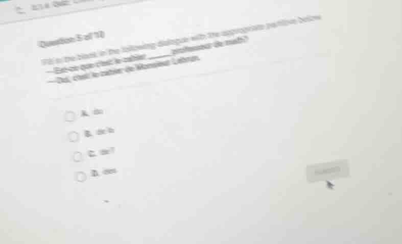 question 5 of 10 fill in the blank in the following dialogue with the a…