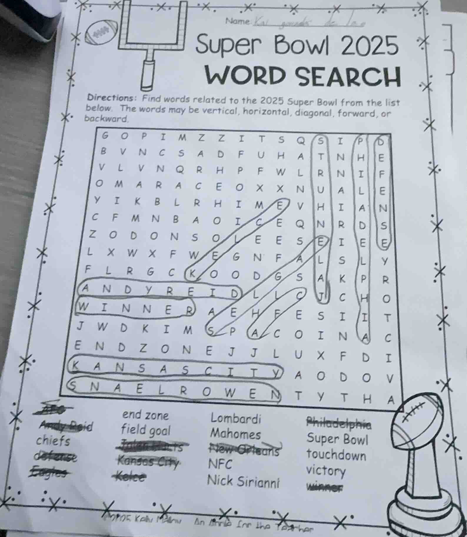 name: super bowl 2025 word search directions: find words related to the…