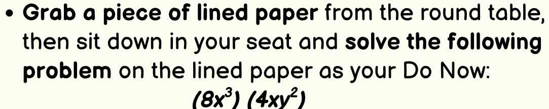 grab a piece of lined paper from the round table, then sit down in your…