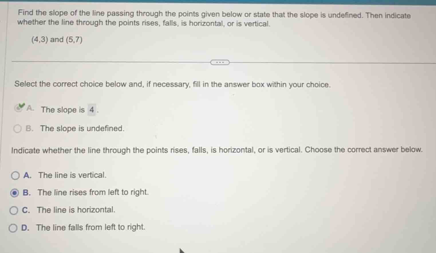 find the slope of the line passing through the points given below or st…