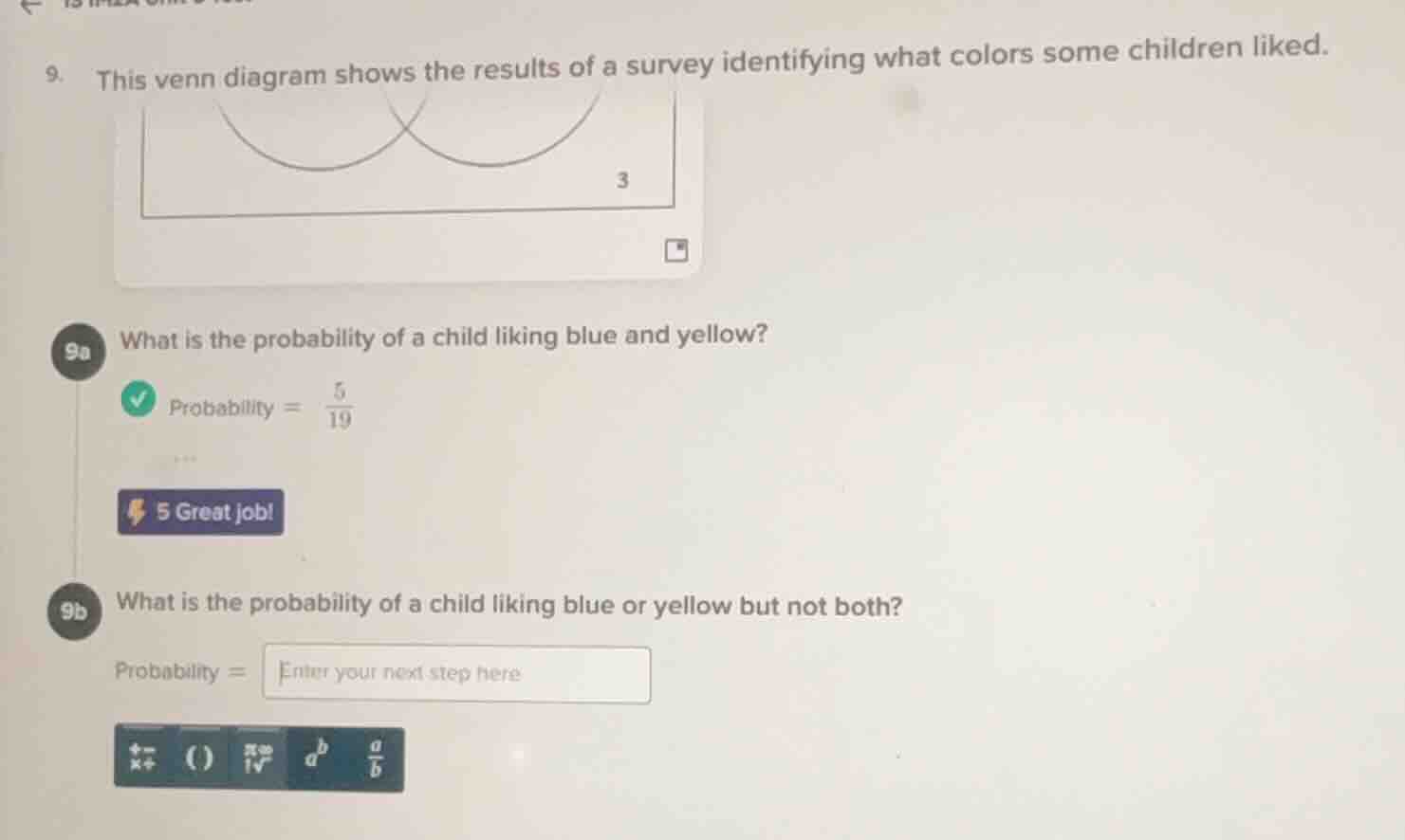 9. this venn diagram shows the results of a survey identifying what col…