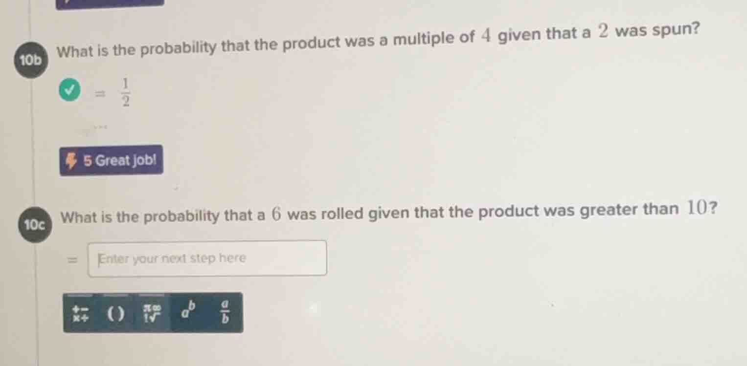 10b what is the probability that the product was a multiple of 4 given …