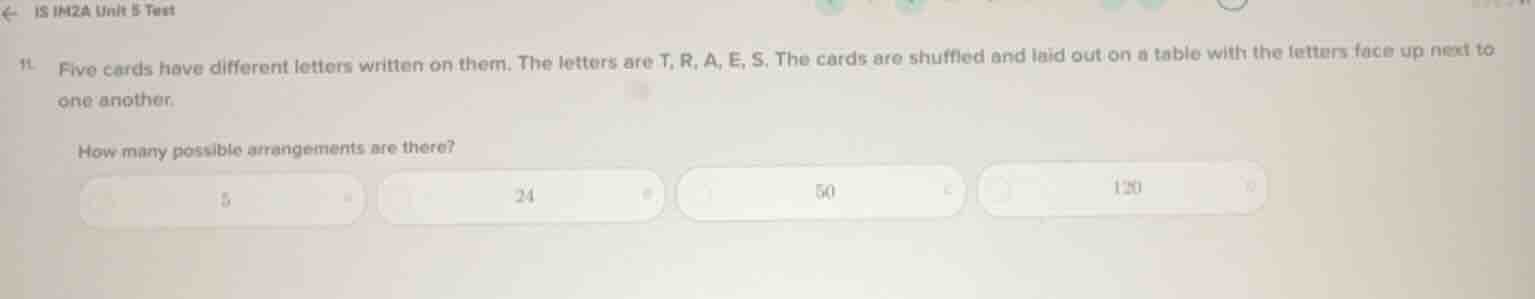 11. five cards have different letters written on them. the letters are …