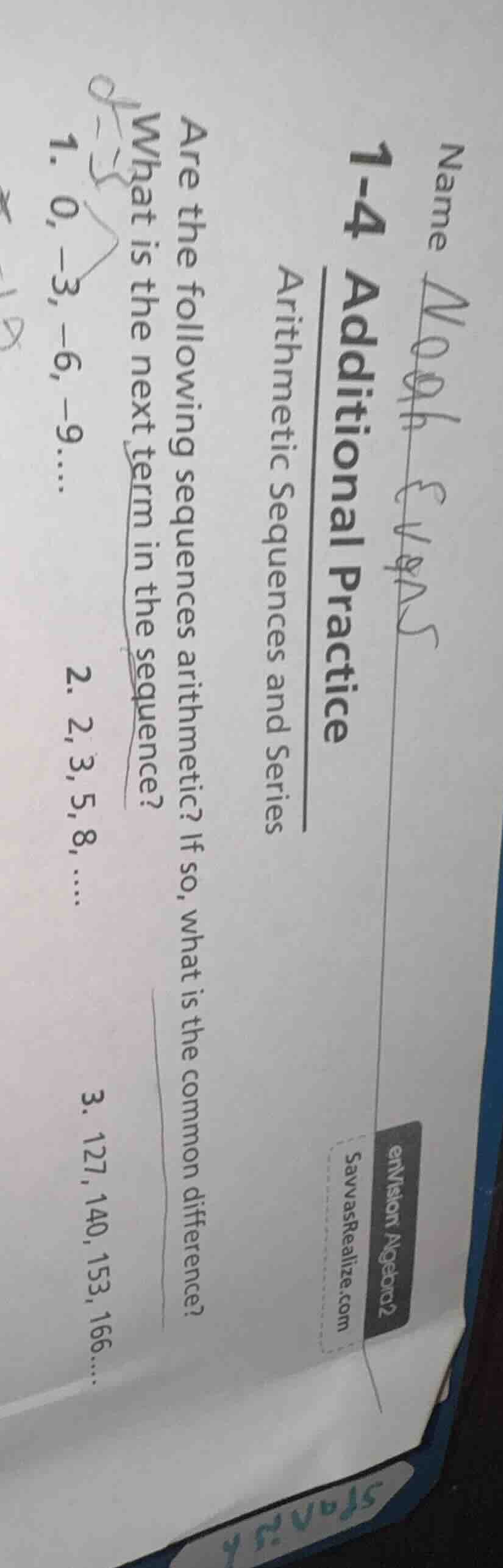 1-4 additional practice arithmetic sequences and series are the followi…