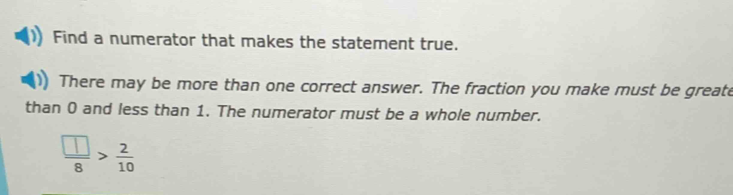 find a numerator that makes the statement true. there may be more than …