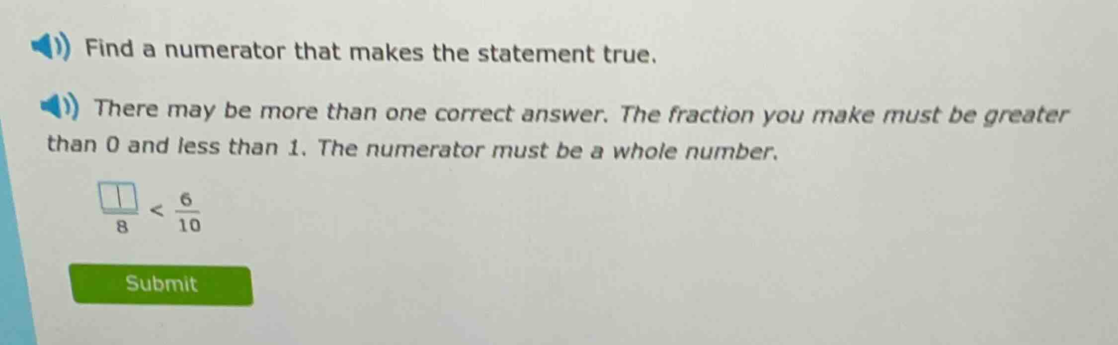 find a numerator that makes the statement true. there may be more than …