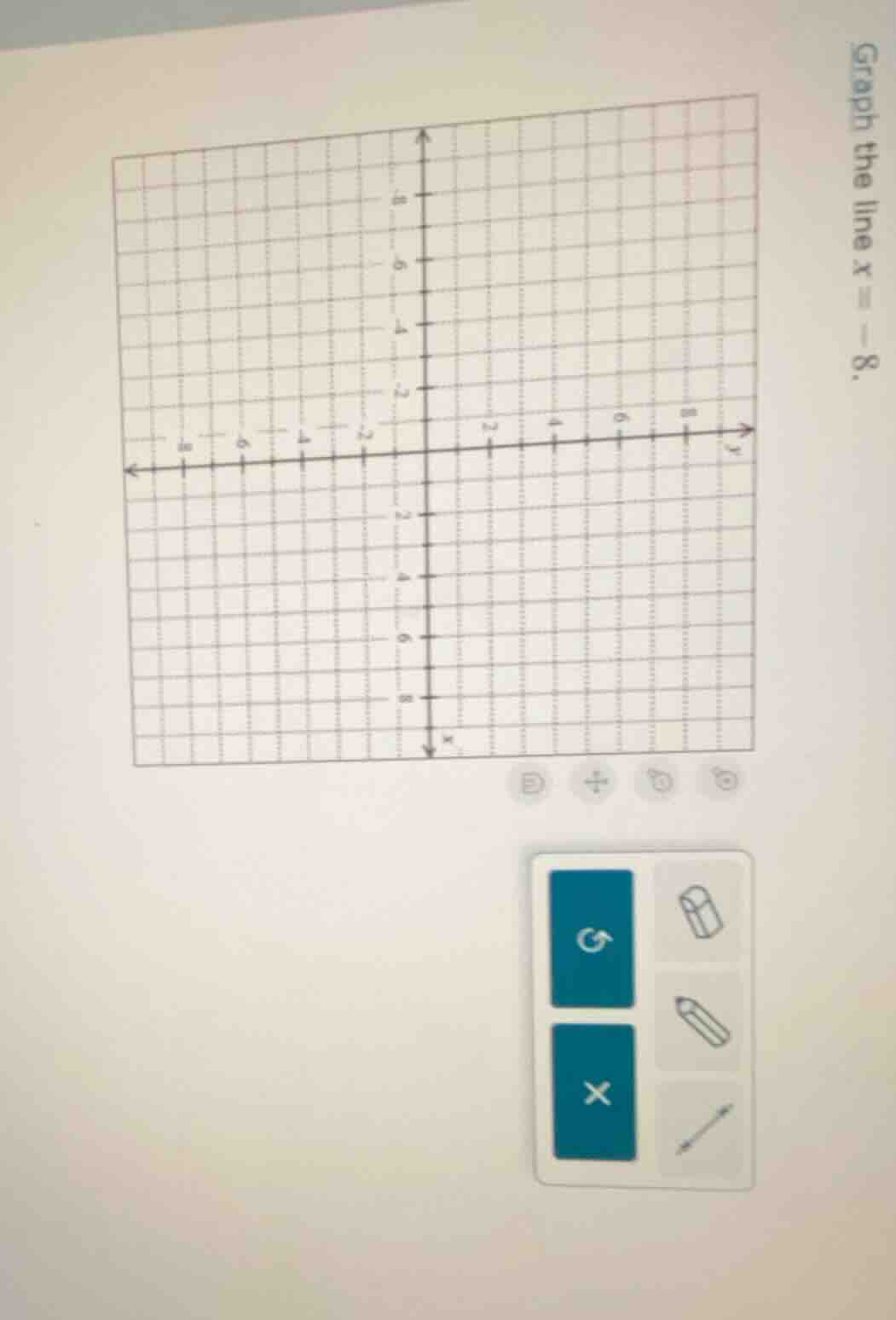 graph the line ( x = -8 ).