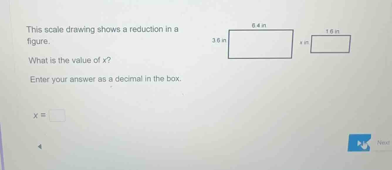this scale drawing shows a reduction in a figure. what is the value of …