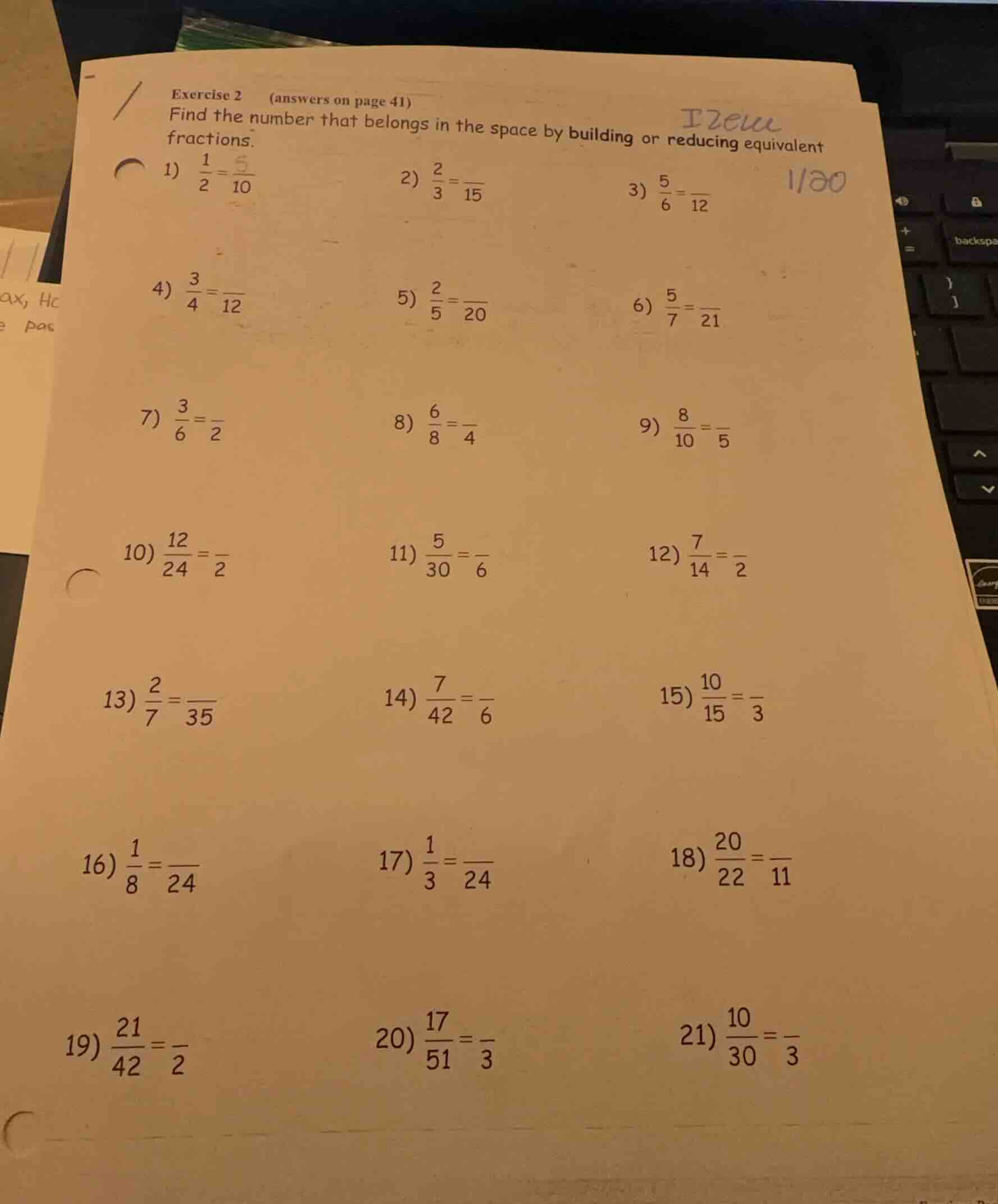 exercise 2 (answers on page 41) find the number that belongs in the spa…