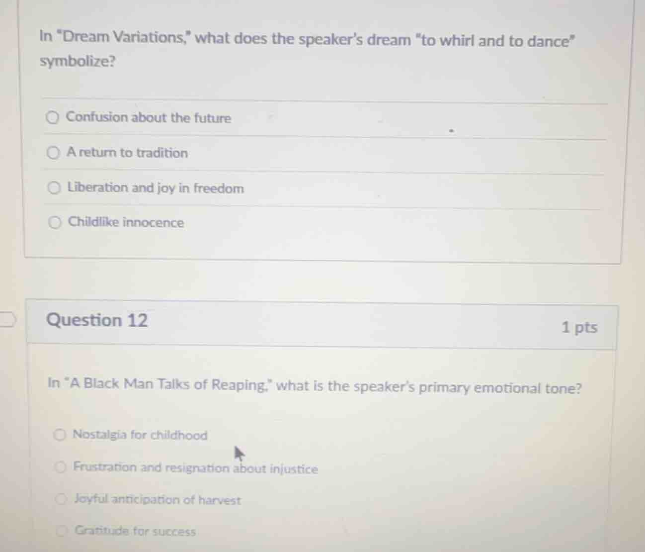 in \dream variations,\ what does the speaker’s dream \to whirl and to d…