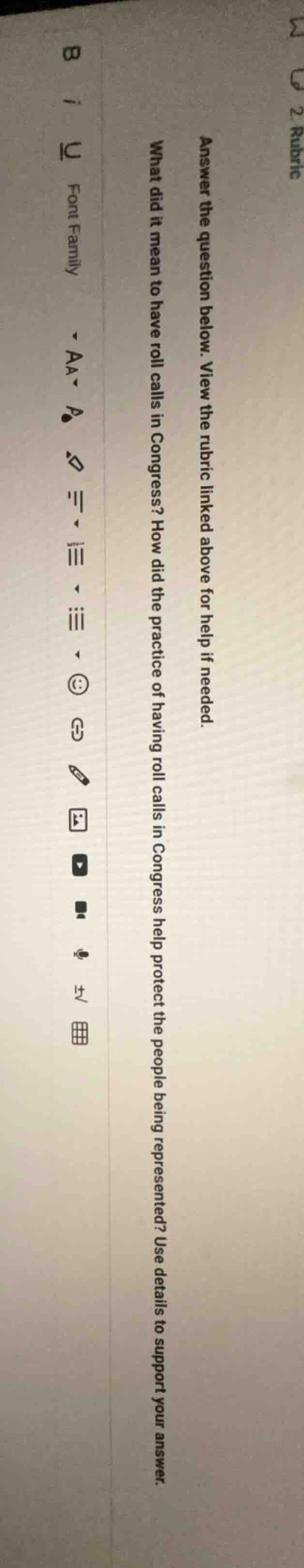 answer the question below. view the rubric linked above for help if nee…