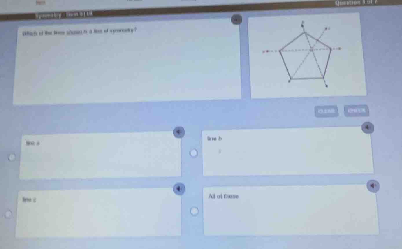 which of the lines shown is a line of symmetry? line a line b line c al…