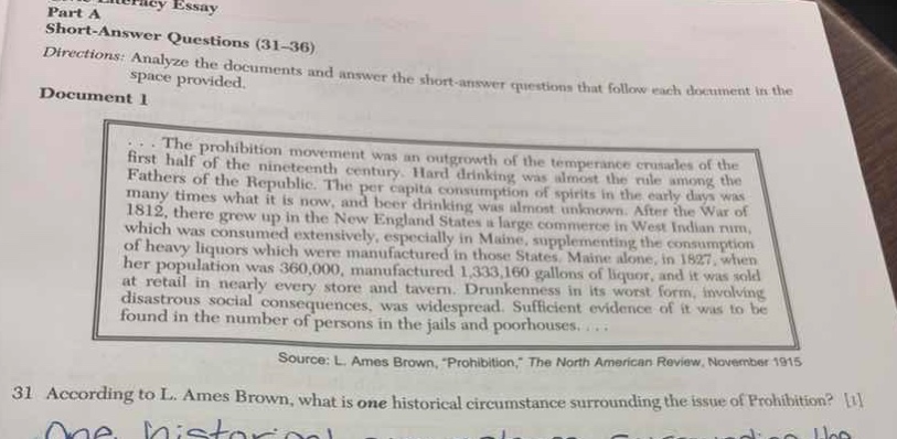 part a short - answer questions (31 - 36) directions: analyze the docum…