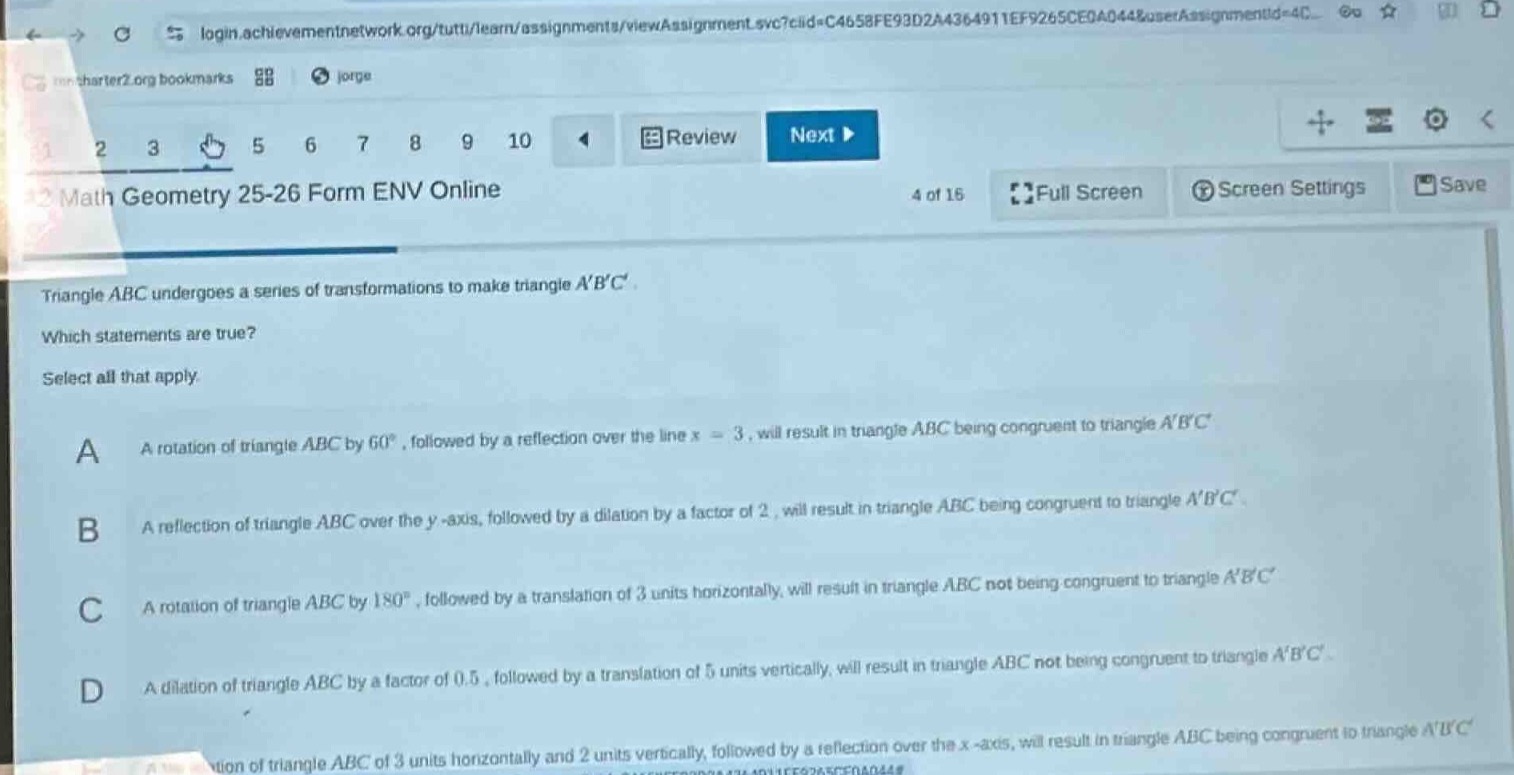 triangle abc undergoes a series of transformations to make triangle abc…