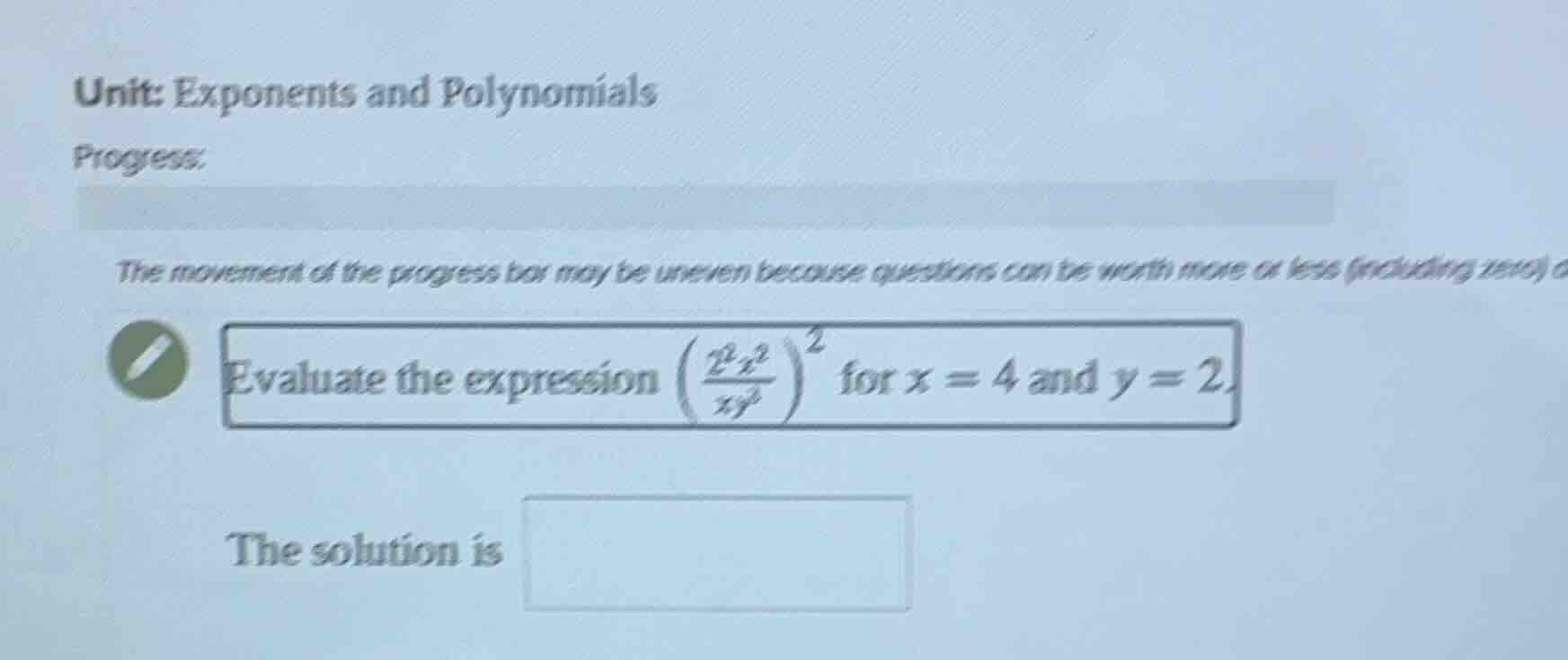 unit: exponents and polynomials progress: the movement of the progress …