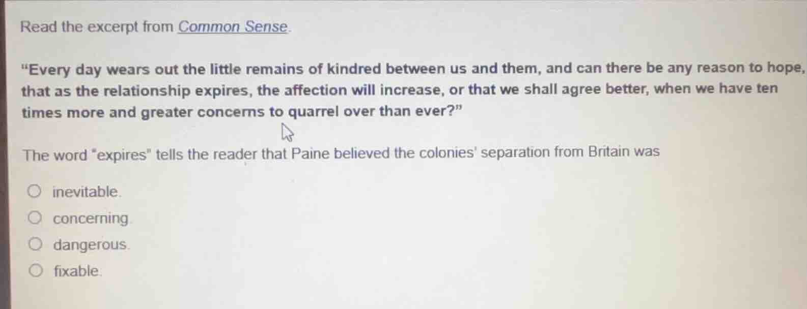 read the excerpt from common sense. \every day wears out the little rem…