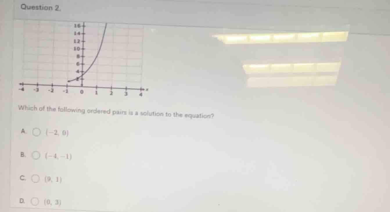 question 2. which of the following ordered pairs is a solution to the e…