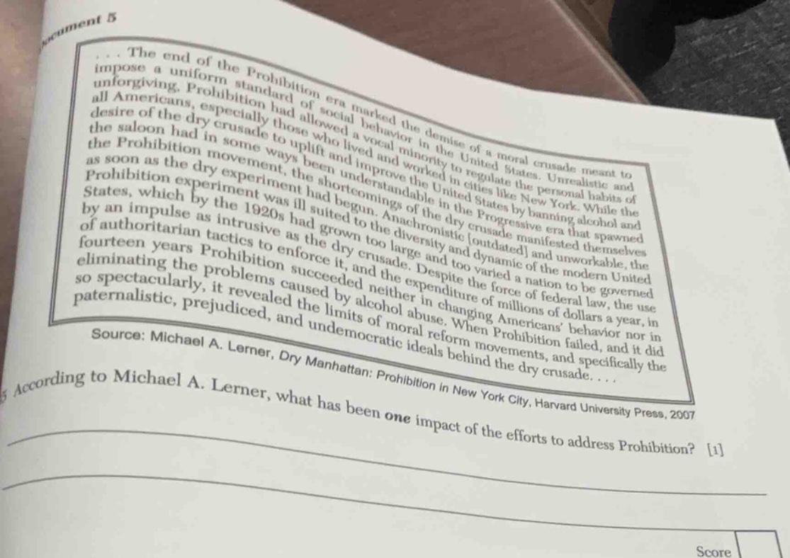 document 5... the end of the prohibition era marked the demise of a mor…