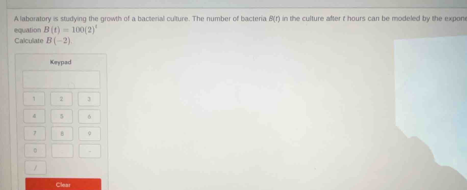 a laboratory is studying the growth of a bacterial culture. the number …