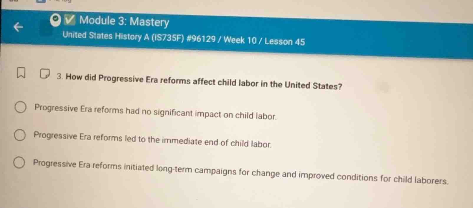 module 3: mastery united states history a (is735f) #96129 / week 10 / l…