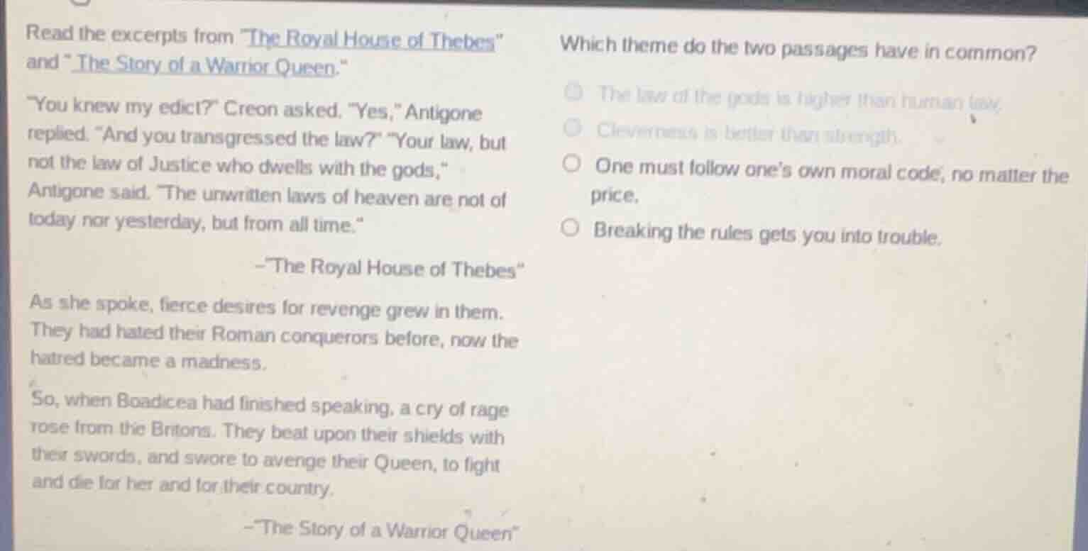 read the excerpts from \the royal house of thebes\ and \the story of a …