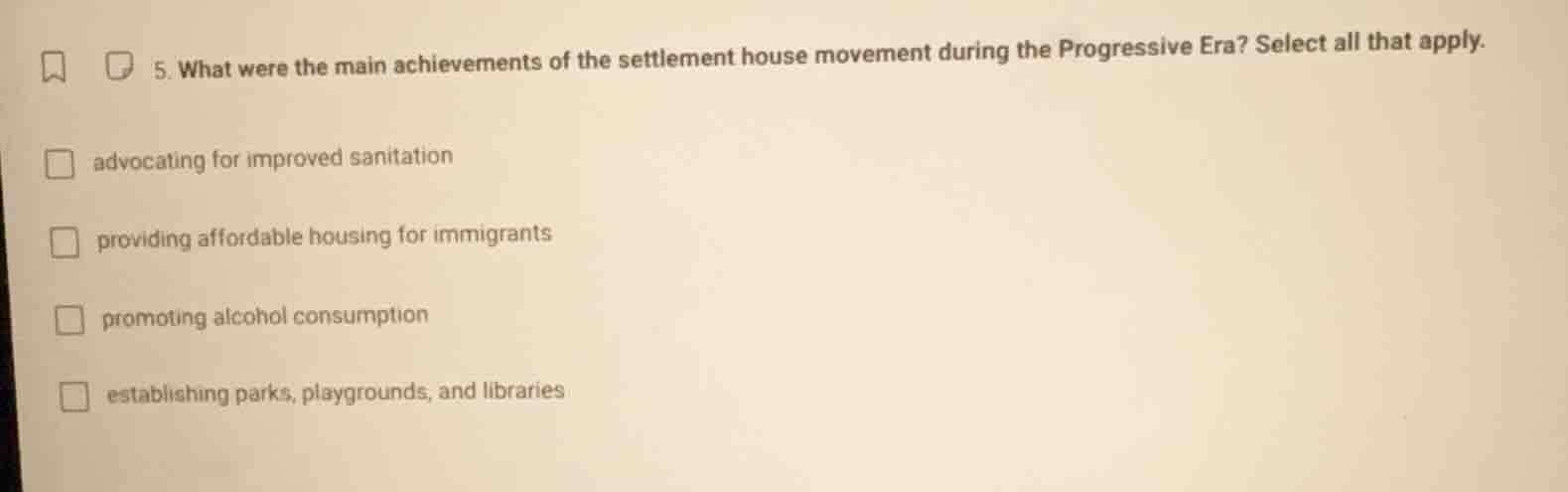5. what were the main achievements of the settlement house movement dur…