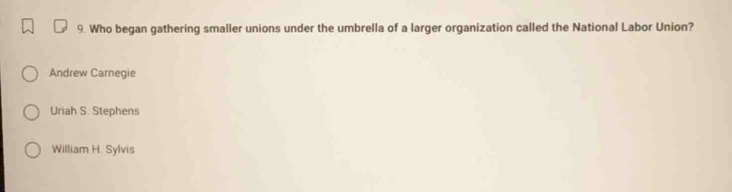9. who began gathering smaller unions under the umbrella of a larger or…