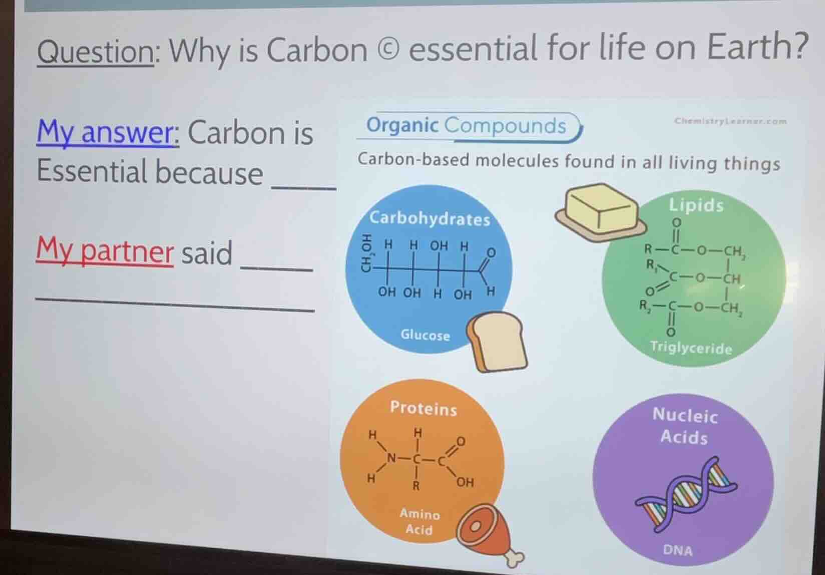 question: why is carbon (©) essential for life on earth? my answer: car…