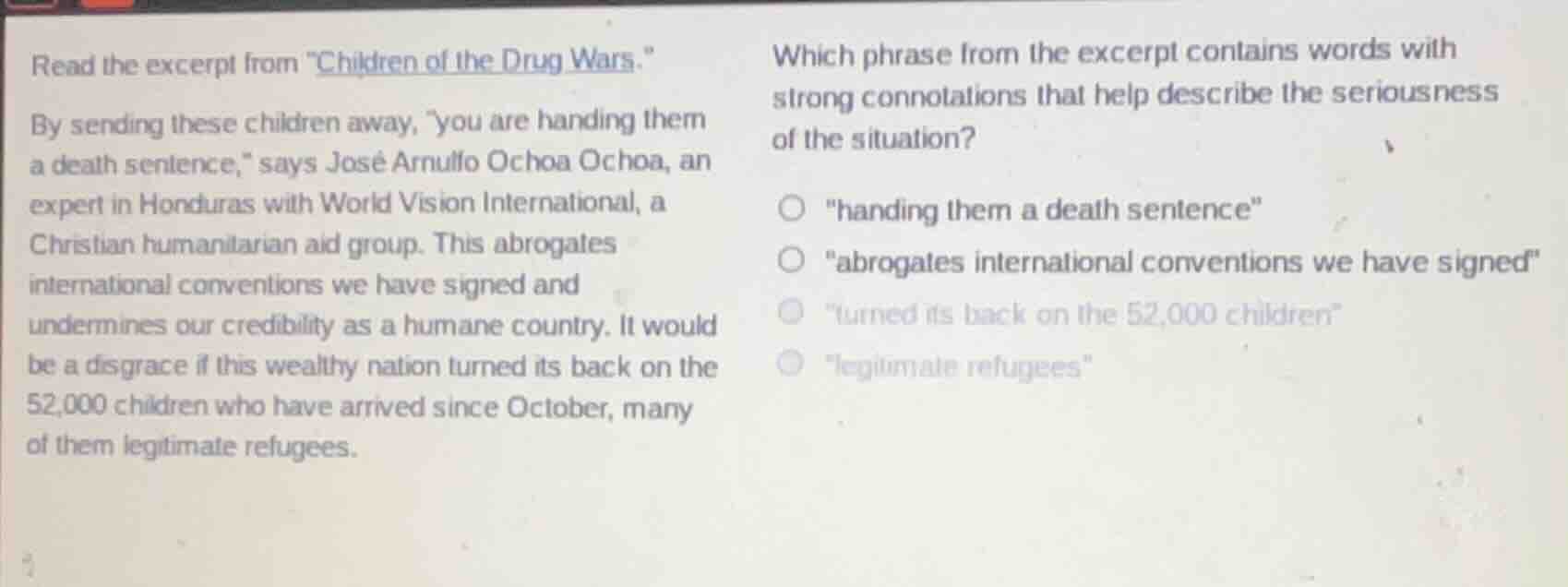 read the excerpt from \children of the drug wars.\ by sending these chi…