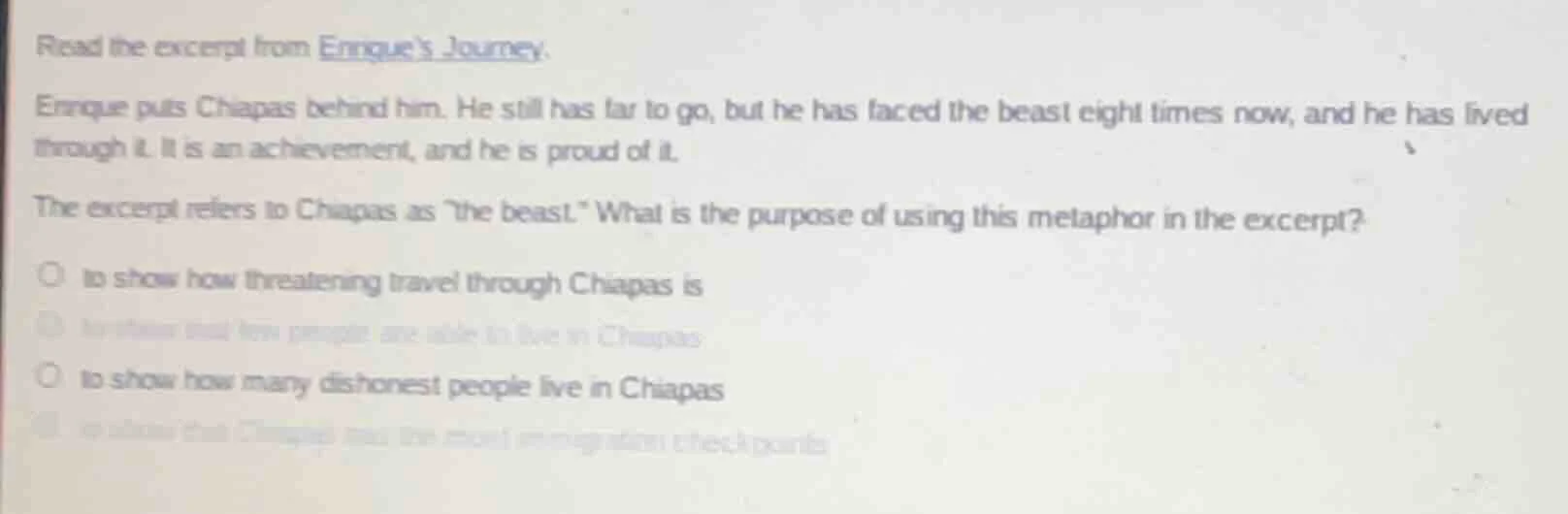 read the excerpt from enriques journey. enrique puts chiapas behind him…