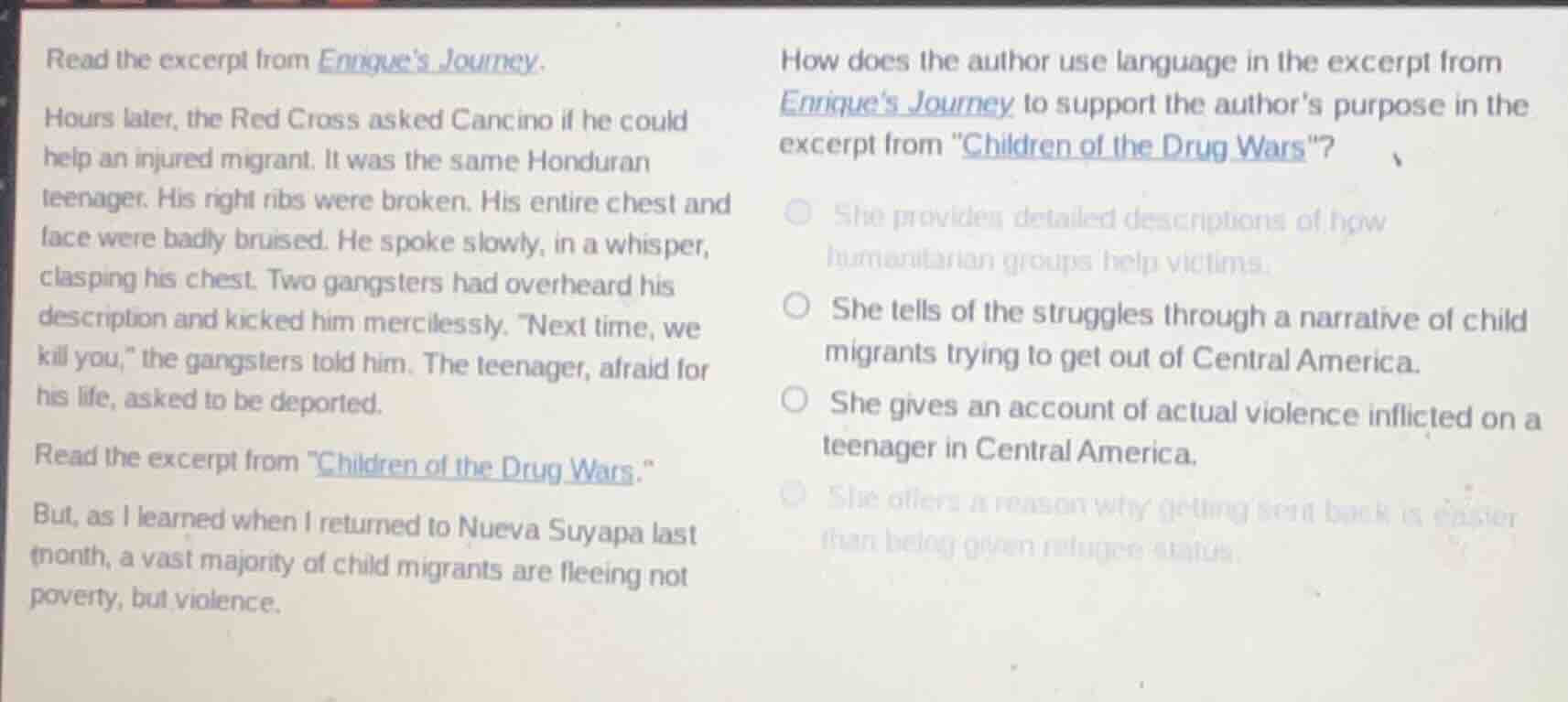 read the excerpt from enriques journey. hours later, the red cross aske…
