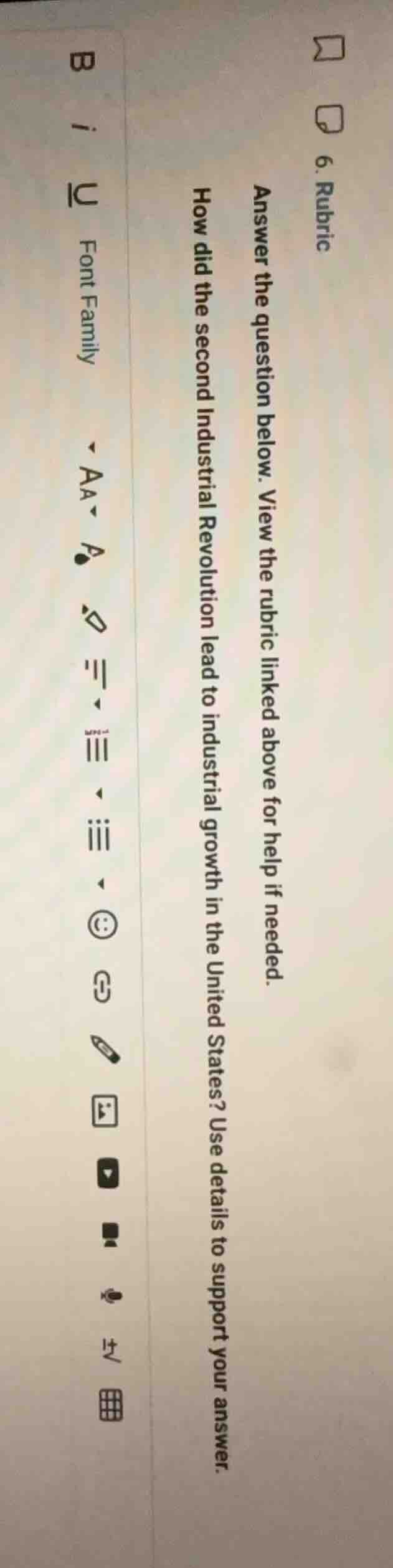 6. rubric answer the question below. view the rubric linked above for h…