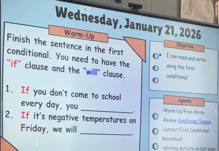 wednesday, january 21, 2026 warm - up finish the sentence in the first …