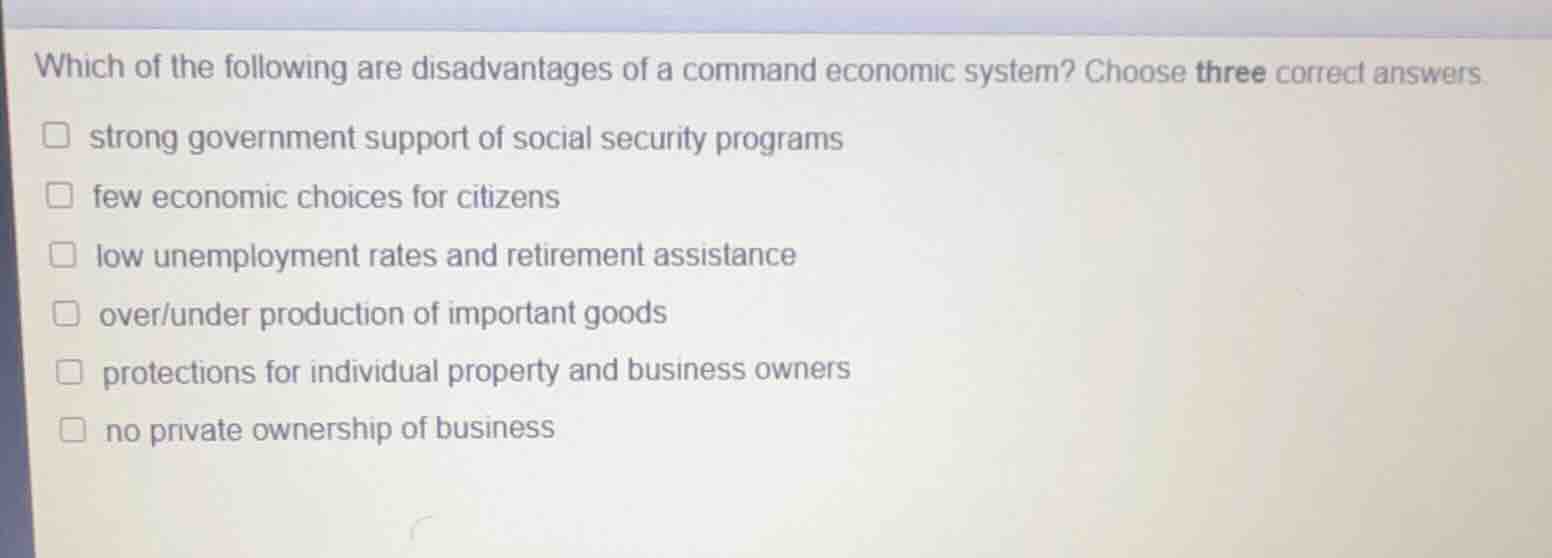 which of the following are disadvantages of a command economic system? …