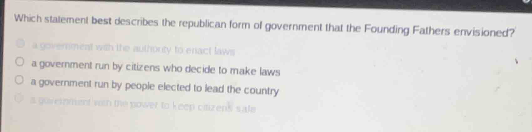 which statement best describes the republican form of government that t…