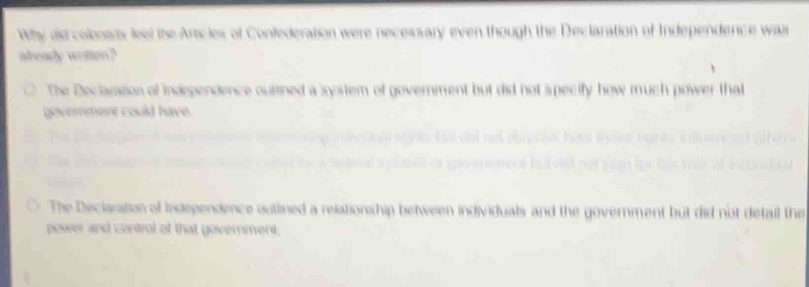 why did colonists feel the articles of confederation were necessary eve…
