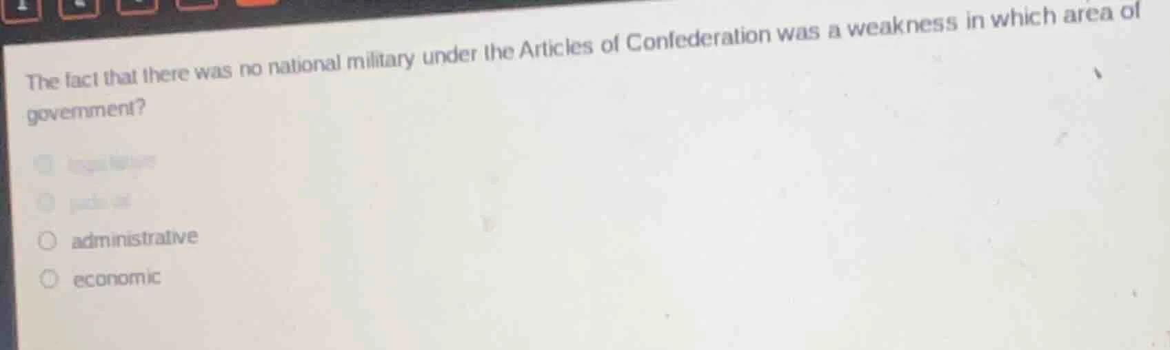 the fact that there was no national military under the articles of conf…