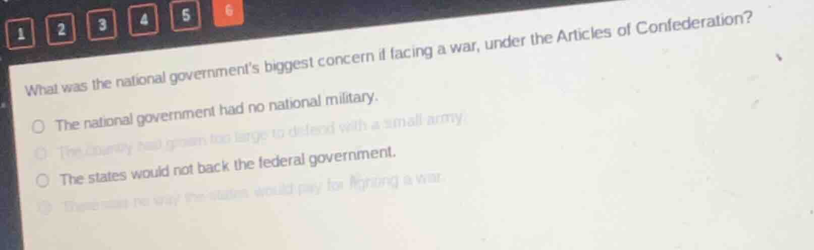what was the national government’s biggest concern if facing a war, und…
