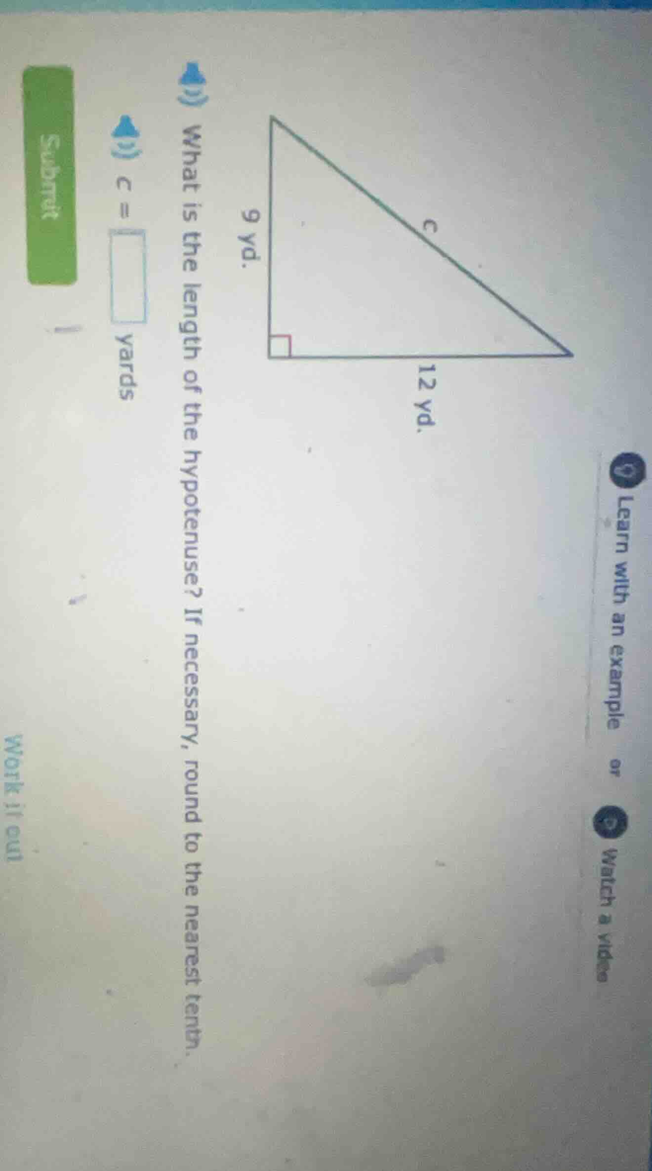 what is the length of the hypotenuse? if necessary, round to the neares…