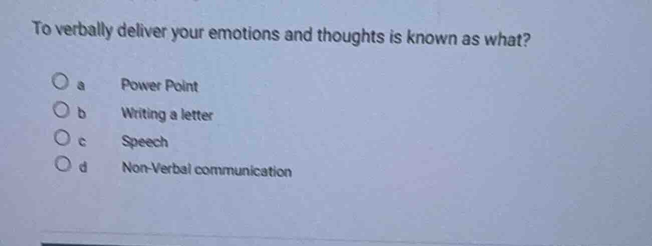 to verbally deliver your emotions and thoughts is known as what? a powe…