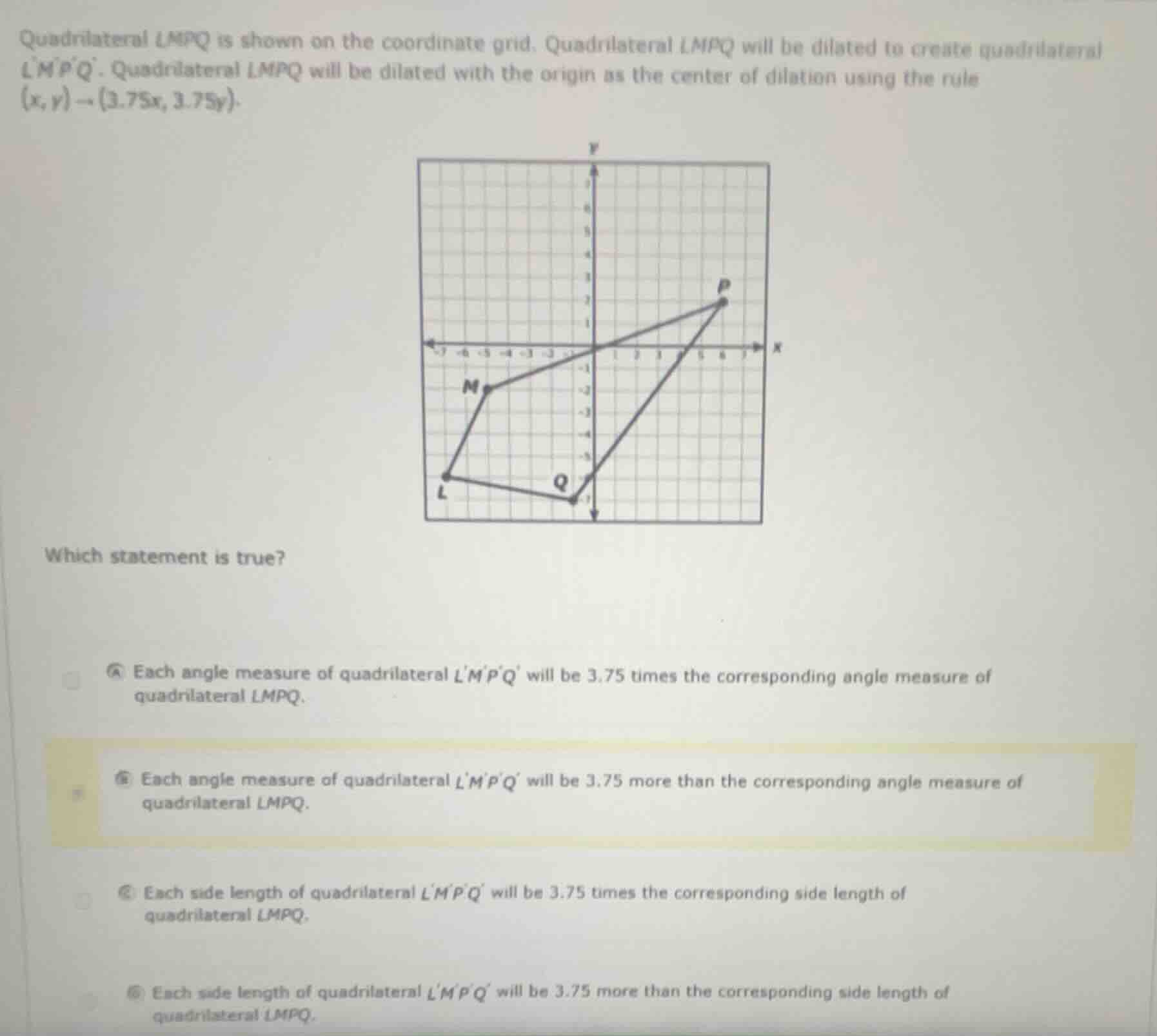 quadrilateral lmpq is shown on the coordinate grid. quadrilateral lmpq …
