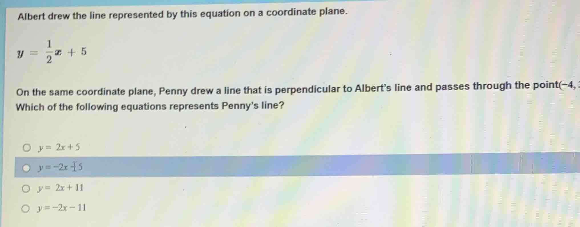 albert drew the line represented by this equation on a coordinate plane…