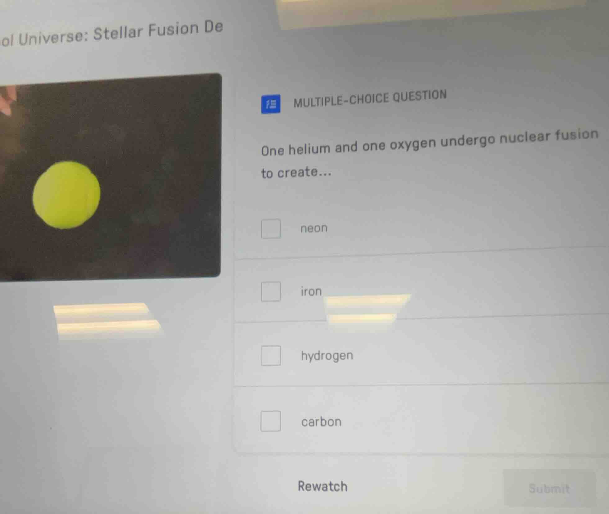 multiple-choice question one helium and one oxygen undergo nuclear fusi…