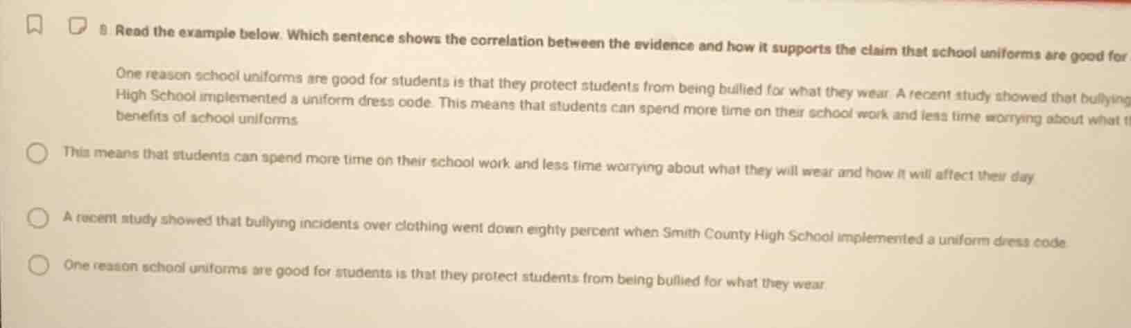 9. read the example below. which sentence shows the correlation between…