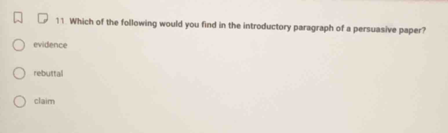 11. which of the following would you find in the introductory paragraph…
