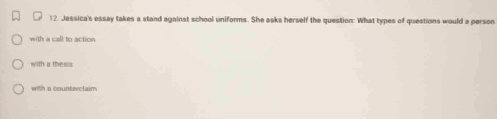12 jessicas essay takes a stand against school uniforms. she asks herse…