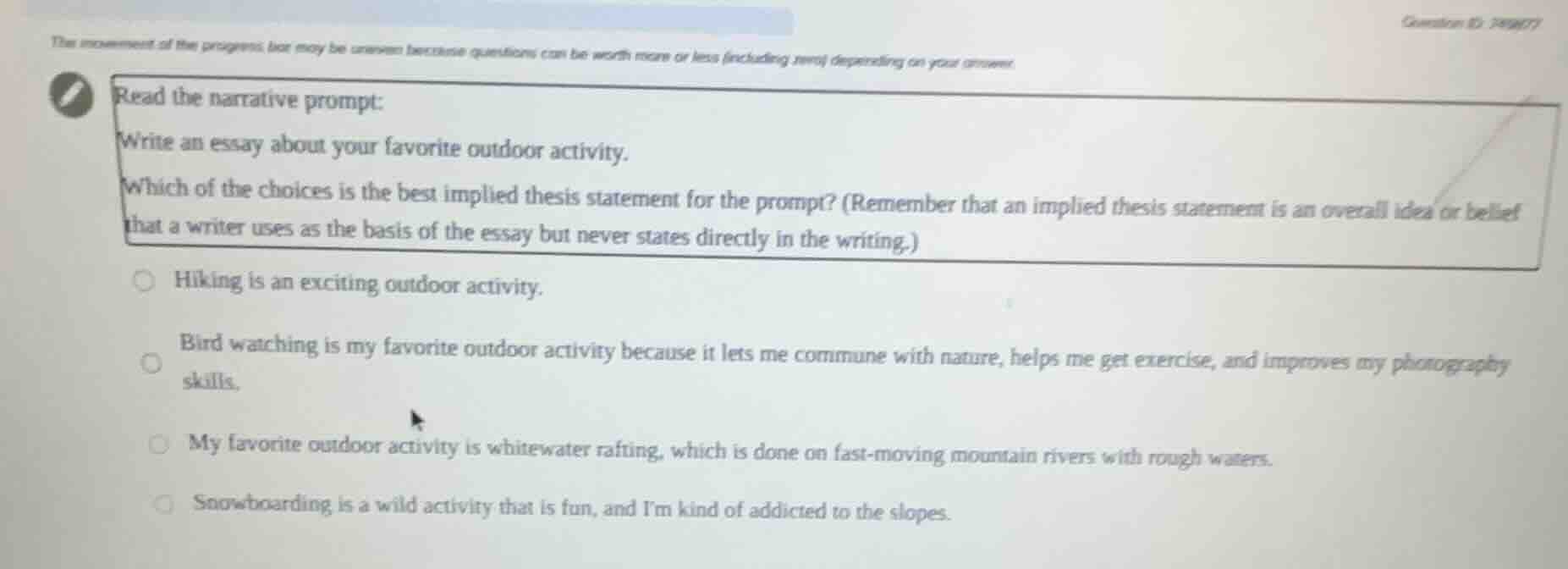 read the narrative prompt: write an essay about your favorite outdoor a…
